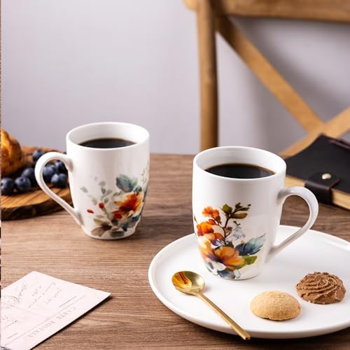 GBhome Floral Coffee Mugs Set of 6, 12 oz Ceramic Coffee Cups Set - Image 4
