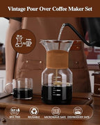 Pour Over Coffee Maker with Double-Layer Stainless Steel Filter, 20 oz Pour Over Coffee Dripper Espresso Cups Set of 4, 5 oz Small Espresso Shot Glasses with Handle - Image 6