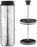 Pure Double Wall French Press Coffee Maker Portable Vacuum Insulated Leak Proof Camping Travel Mug 480ml (Ice Flower) by Unknown