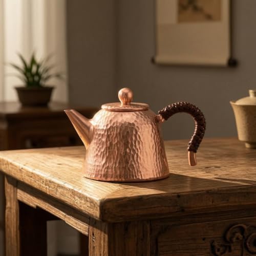 Copper Teapot Copper Kettle Copper Pot Copper Vessel With Traditional Craft Pure Copper Patina Potential And Rounded Shape Suitable for tea serving countertop display gifting 200ml - Image 4