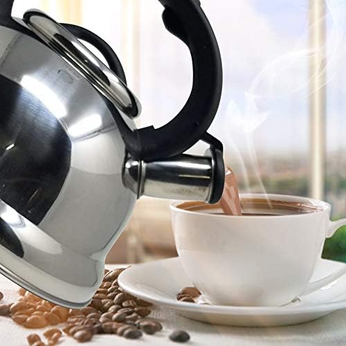 13 Cup Premium Quality 18/10 Food Grade Heavy Gauge Stainless Steel Whistling TEA KETTLE with Ergonomic One Push Soft Grip Handle BY UNIWARE- Stovetop pot 3.0 qt. (Stainless Steel) - Image 5