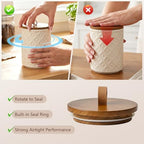 YYW Ceramic Jar with Lid, Airtight Coffee Canister, Kitchen Food Storage Container for Beans, Tea, Sugar, Spice, Cereal, Bar Accessories（White, 69.32, Fluid Ounces - Image 4