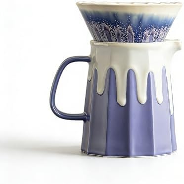Lavender Ceramic Pour Over Coffee Maker Set, Procelian Coffee Dripper Brewer Heat Resistant Coffee Pot Decanter ACM08L by Auerhceram