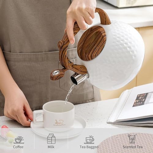 Stovetop Kettle Tea Kettle Whistling for Stove Top Food Grade Stainless Steel Pot with Wood Handle Kettles for Stove(A) - Image 7