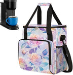 Pink Roses Coffee Maker Carring Bag Travel Carrying Storage Tote Bag Compatible with Keurig K-Mini or K-Mini Plus Portable Single Serve Coffee Brewer Case with Pockets for K-cup Pods by CFERSAN