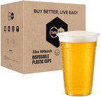 Turbo Bee Disposable Clear Plastic Cups, 32 OZ, 600 Sets (No Lids) by TurboBee