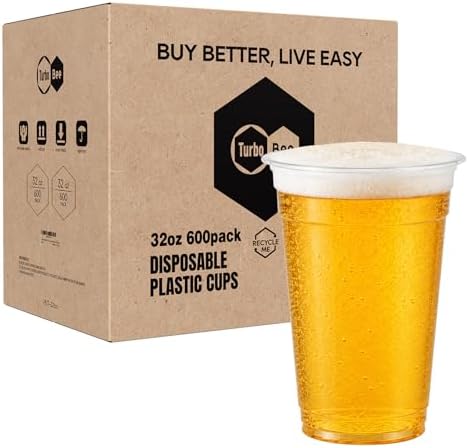 Turbo Bee Disposable Clear Plastic Cups, 32 OZ, 600 Sets (No Lids) by TurboBee