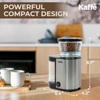Kaffe Electric Burr Coffee Grinder (5.5oz) w/Adjustable Precise Coarseness Settings - Flat Burr - [Improved Motor] - Precision Coffee Bean Grinder for Home Use - Stainless Steel - Image 6