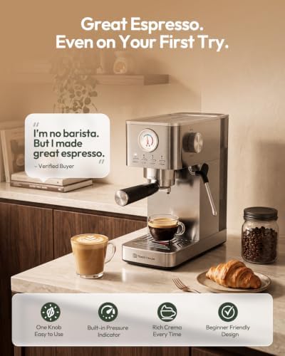 Maestri House Slim Espresso Machine with Milk Frother, 20 Bar Italian Pump - Image 2