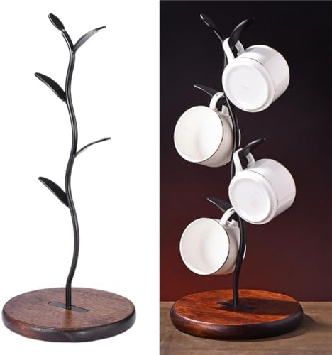 Coffee Mug Holder Countertop Tree Wooden Base Stands for Counter - Image 7