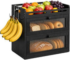 Bread Box for Kitchen Countertop, 2-Tier Bamboo Storage with Raised Shelf by Unknown