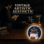 Manual Vintage Ceramic Burr Coffee Grinder with Wooden Base and Drawer, Mini Coffee Grinder with Stainless Steel Bowl, Floral Cafe Pattern, Hand Crank Style for Home Kitchen, Travel, Office - Image 6