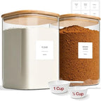 Glass Flour Containers with Lids 1 Gallon 2 Pack Pantry Organization by KTMAMA