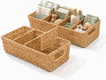 2PCS Rattan Pantry Organizer Baskets with Removable Dividers by Cantalop