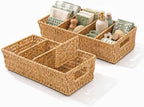 2PCS Rattan Pantry Organizer Baskets with Removable Dividers by Cantalop
