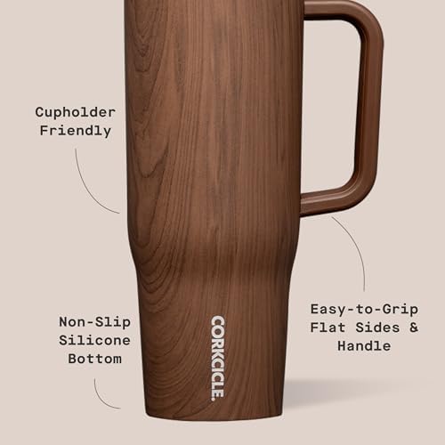 Corkcicle Cruiser Tumbler with Handle & Straw, 40 oz, Walnut Wood - Image 4