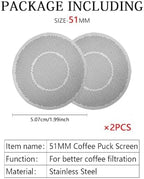 Compatible withPuck Screen 51/53/58mm Reusable Puck Screen For Espresso Portafilter Stainless Steel Screen Filter Compatible With Espresso(2PCS 51MM) - Image 2