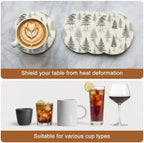 Christmas Tree Absorbent Ceramic Coasters Set of 6 with Holder, Xmas Pine Trees Winter Rustic Forest Vintage 4" Round Drink Coasters with Cork Base, Coffee Mugs Mats for Housewarming Gift/Bar/Party - Image 5
