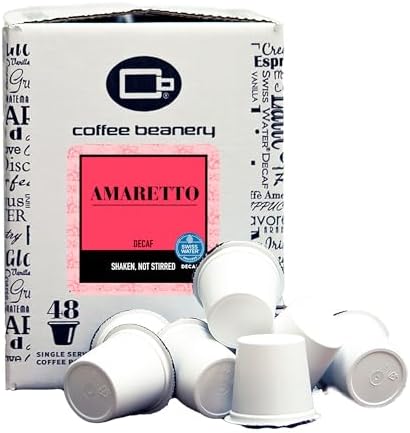 Coffee Beanery Decaf Amaretto Single Serve Coffee Pods | 48ct | SWP Decaf Coffee | Gourmet Flavored Coffee by CoffeeBeanery