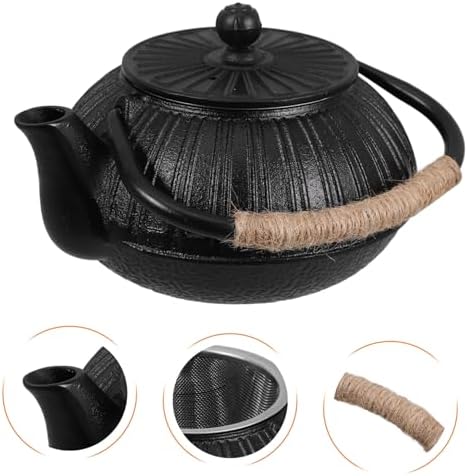 Cast Iron Japanese Tea Pot 600ml Black for Brewing Tea - Image 3