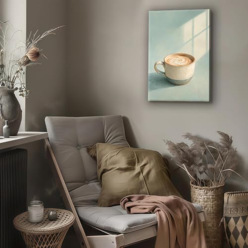 Coffee Mug Still Life Oil Painting Canvas Wall Art, Latte Art Poster - Image 6