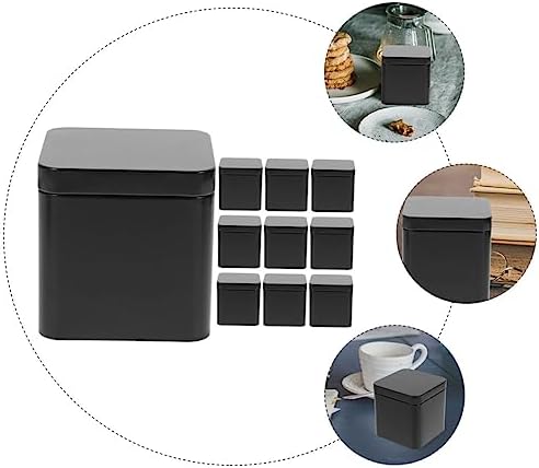 Healifty 10pcs Rectangular Tin Box with Lid, Black Tinplate Metal Storage - Image 6