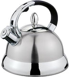 Cilio Stainless Steel Tea Kettle - 2.9 Qt, Silver - Whistling Hot Water Kettle for Stovetop & Induction - Gooseneck Spout & Stay-Cool Handle by cilio