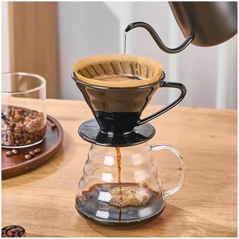 Pour Over Coffee Maker, Ceramic Filter Dripper With 100pcs Paper, Single Cup(Black 1-4 Cups) - Image 4