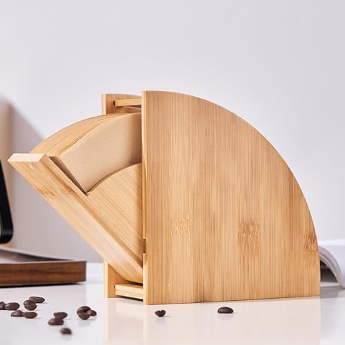 2025 New Upgrade Coffee Filter Holder,Bamboo Filters Storage For Counter 1s”Take &Put Down,Wooden Cone Holder for Storing #1#2#4 V60 Coffee Filters,6.2 * 6.6"Dustproof Cover Filter Paper Organizer by Unknown