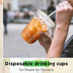 Ziliny 500 Sets 16oz Clear Plastic Cups with Lids Straws Disposable Cups - Image 5