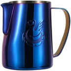 Elegant Stainless Steel Frothing Cup Coffee Pitcher Milk Cream Espresso Latte Art Jug for Barista Coffee Bar(400ml,Blue) by Unknown