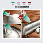 304 Stainless Steel Whistling Tea Kettle with Ergonomic Bakelite Handle Tea Pot Suitable for All Stovetop Kettle Teapot Silver - Image 7