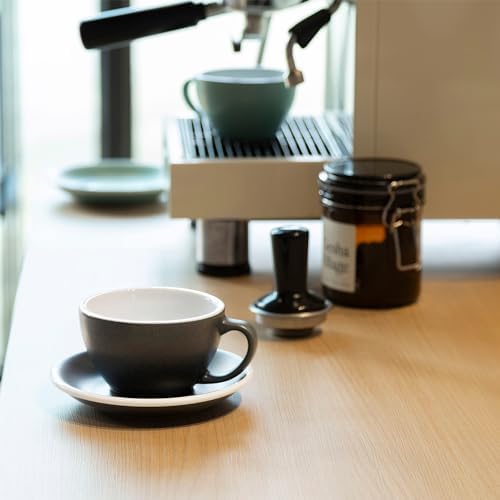 Loveramics Matt Cappuccino Cup, 10 oz Ceramic Latte Art Mug with Saucer, Thick-walled stoneware cup Set, Barista Latte Cup Set for Latte, Cappuccino, Tea - Mineral Colors (Anthracite, 10OZ) - Image 4