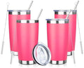 20oz Tumbler with Straw and Brush, Stainless Steel Vacuum Insulated tumbler, Double Wall Insulated Coffee Tumbler for Outdoor, Home, Travel,Office (peach，4pcs) by ATIKZHE