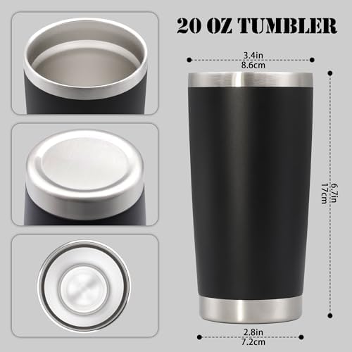 20 oz Tumbler Insulated Tumblers Stainless Steel Coffee Mug,Black 6PCS - Image 5