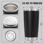 20 oz Tumbler Insulated Tumblers Stainless Steel Coffee Mug,Black 6PCS - Image 5