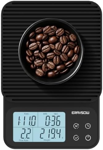 Pour Over Coffee Scale with Timer, Calculat Ratios & Flow Rate Display by ERAVSOW