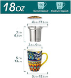 vancasso 18 Oz Tea Infuser Mug with Lid, Golden Lotus Mirage - Image 2