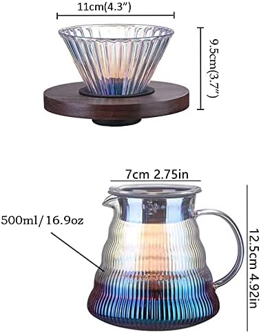 Pour Over Coffee Maker Set with Dripper, 500ml Glass Coffee Server - Image 2