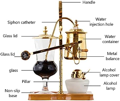 Siphon Coffee Maker Kit, 400ML/13.5Oz Belgian/Belgium Family Balance Syphon Coffee & Tea Brewer Elegant Double Ridged Fulcrum with Tee Handle - Image 2