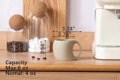 Cute Small Coffee Cups,Double Espresso Cup,4 oz,Neutral Beige,Set of 4 - Image 2
