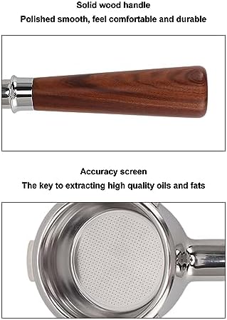 58mm Bottomless Portafilter,3 ears 58mm Portafilter Stainless Steel portafilters and Walnut wood Handle Espresso Machine Accessories (#4) - Image 4