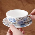 fanquare Blue and Purple Roses and Hydrangeas Porcelain Tea for One Set - Image 5