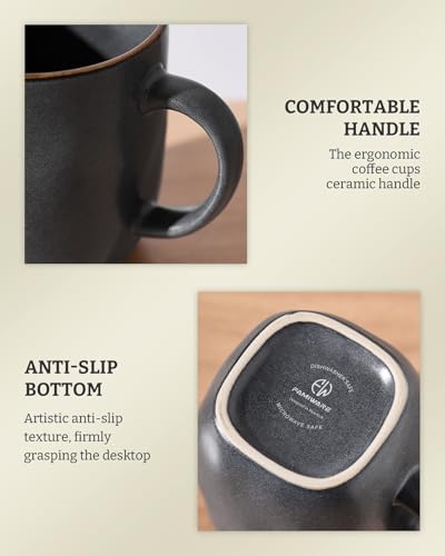 famiware Coffee Mugs Set of 6, Ocean Square 13oz Coffee Cup Set with Handle - Image 7