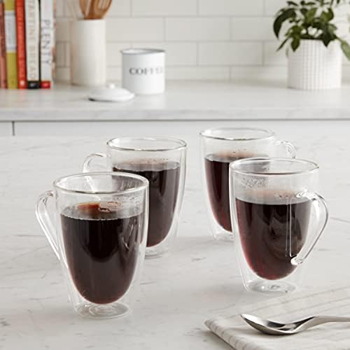 Safdie & Co. Barista Plus Insulated, Cappuccino Cups,Glass Coffee Mug, 435ml, Transparent- pack of 4 coffee mugs - Image 6