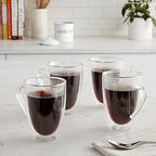 Safdie & Co. Barista Plus Insulated, Cappuccino Cups,Glass Coffee Mug, 435ml, Transparent- pack of 4 coffee mugs - Image 6