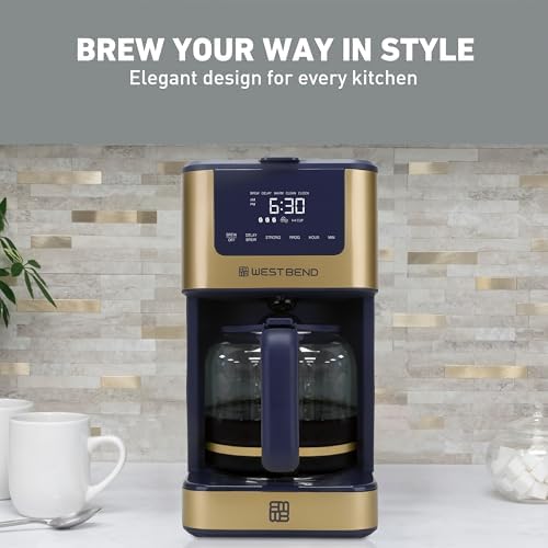 West Bend Timeless 12-Cup Programmable Coffee Maker with Brew Strength Selector for Hot and Iced Coffee, Includes 1-4 Cup Brew Option and Permanent Filter - Image 4