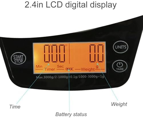 Precision Digital Kitchen & Coffee Scale with Timer - 3000g/0.1g Stainless Steel Scale, Tare Function & LCD Display | Ideal for Espresso, Pour Over, Baking, Jewelry & Meal Prep - Image 4