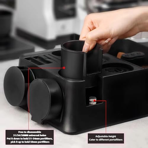 Espresso Coffee Station Organizer Box Fit for Storage 51, 54, 58MM Espresso Tamper, Espresso Knock Box, Distributor, Portafilter & Puck Screen Accessories, Plastic Station Base, large, Black - Image 4