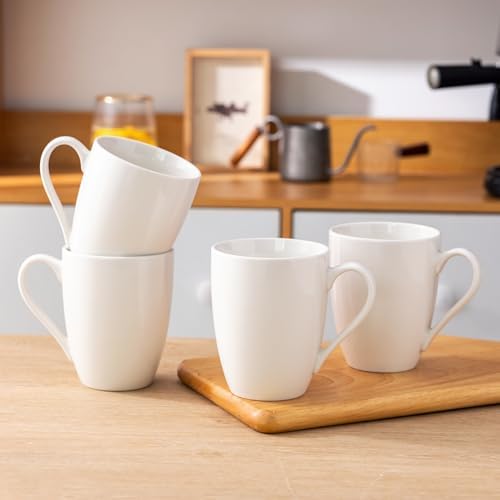 AmorArc 12oz Off White Coffee Mugs Set of 12, Ceramic Coffee Mugs with Large Handle for Man, Woman, Light Weight Coffee Mugs Set for Latte/Cappuccino/Cocoa/Milk, Dishwasher & Microwave Safe, 12Pcs - Image 6